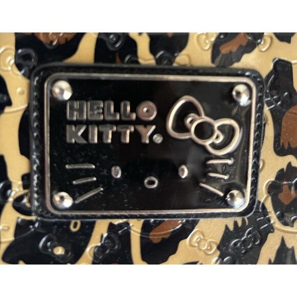 Rare HELLO KITTY Wallet Black Brown Gold Leopard Zip Around Clutch Card Holder - Picture 4 of 6